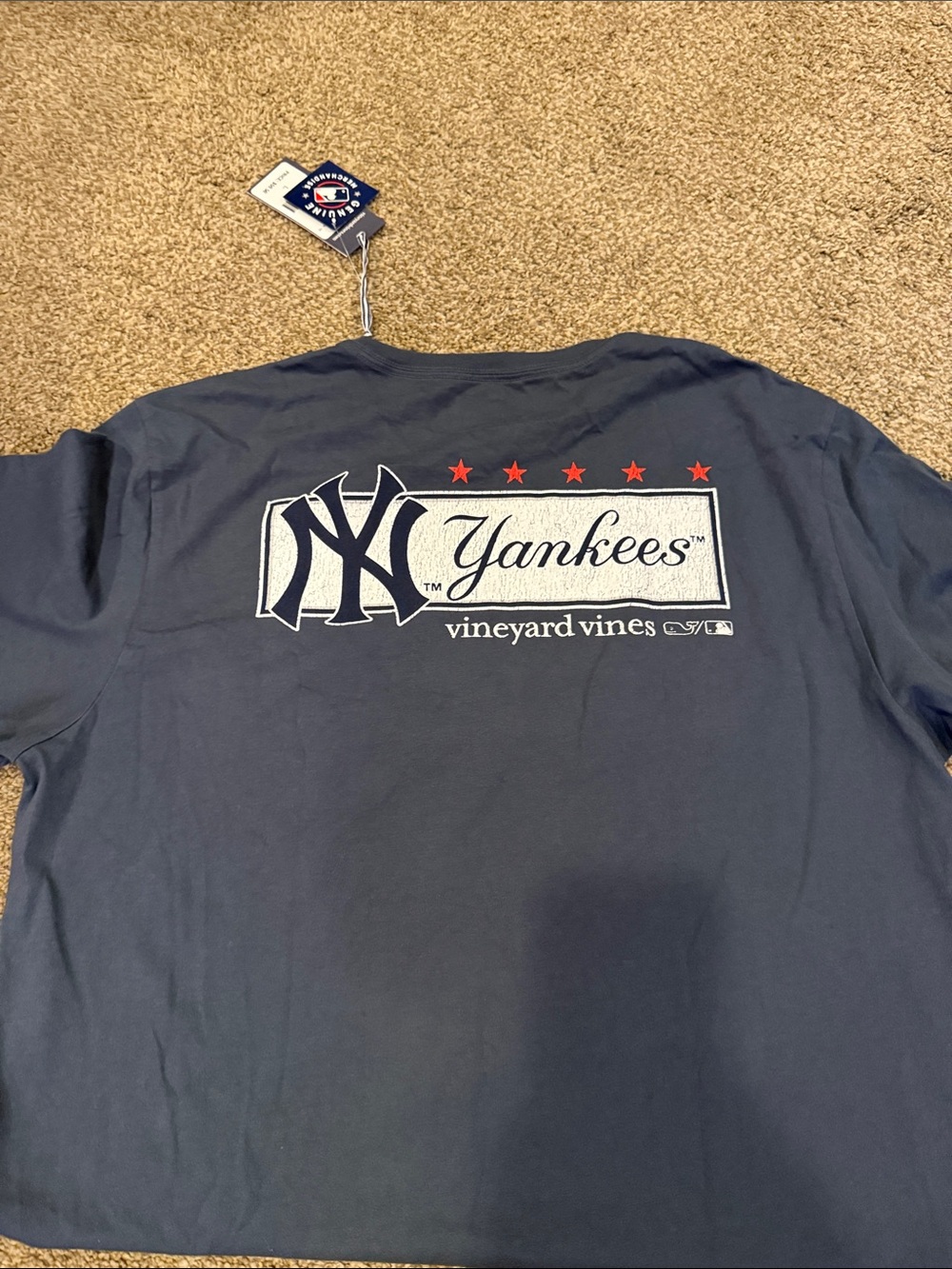 Vineyard Vines Navy Yankees Logo Short Sleeve Tee